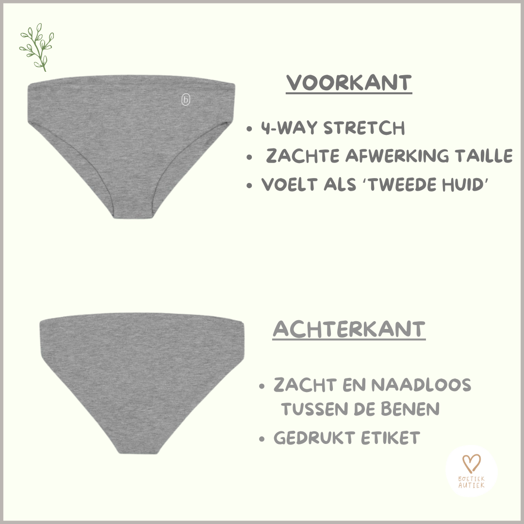 Prikkelarme, naadloze slip/onderbroek: ultra zacht en huidvriendelijk (grijs)