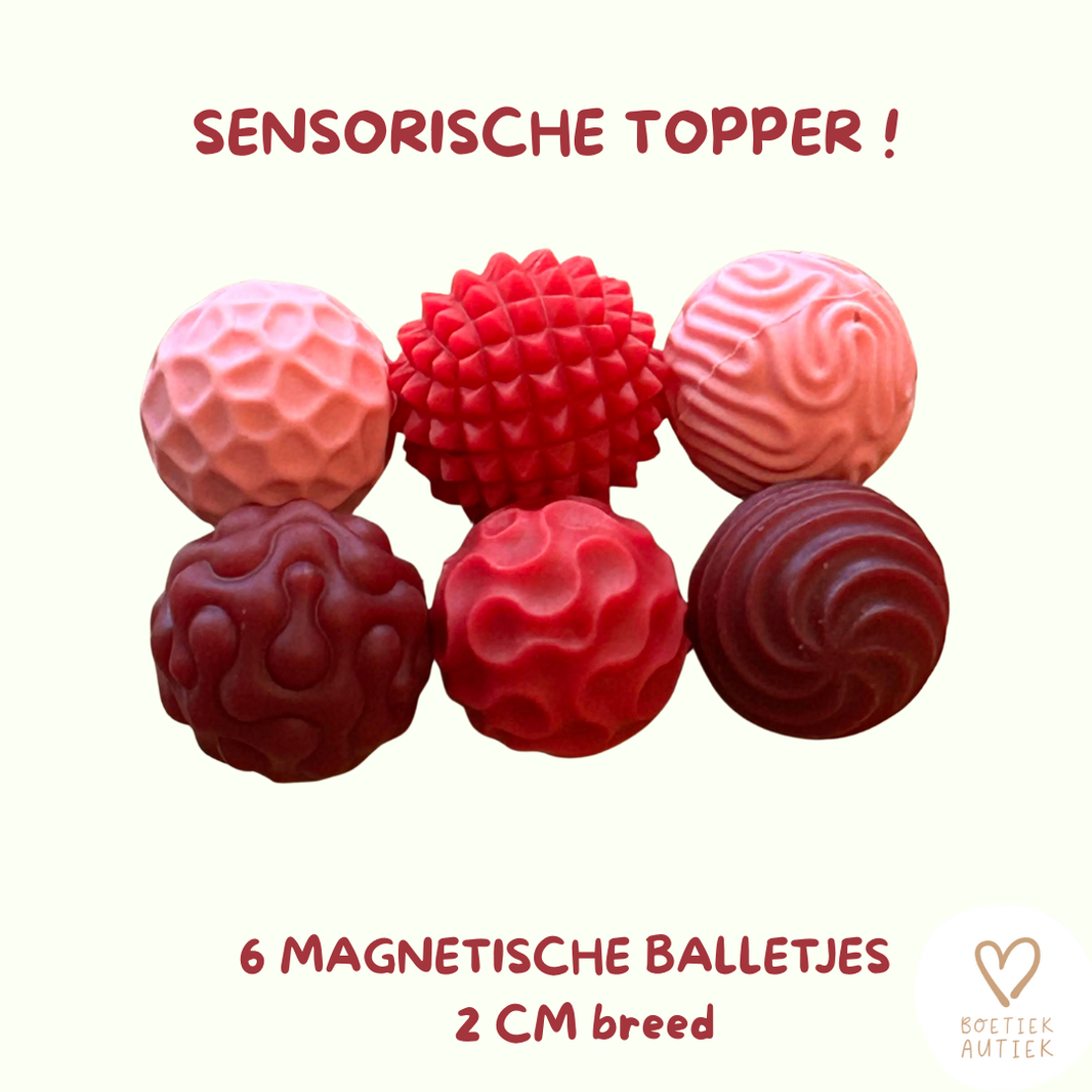 Fidgnetics: set van 6 magnetische, sensorische balletjes (roze)