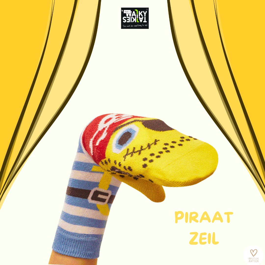 Handpop + kousen: piraat Zeil