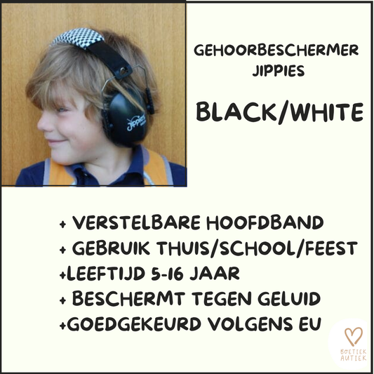 Gehoorbeschermer / geluiddempende koptelefoon  Jippie (zwart/wit)