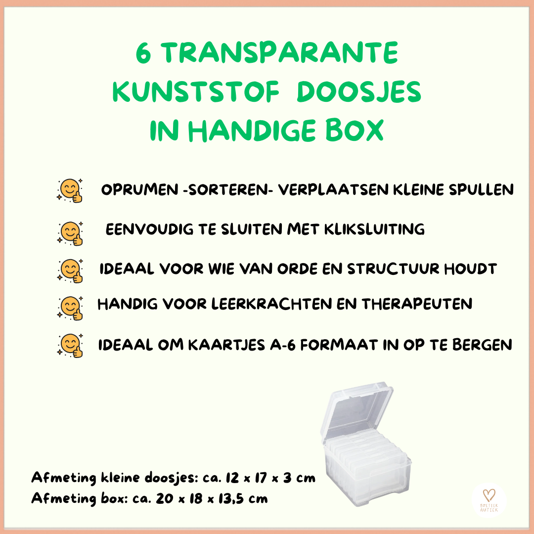 Praktische transparante  stevige organiseerbox / opbergbox. (7-delig)