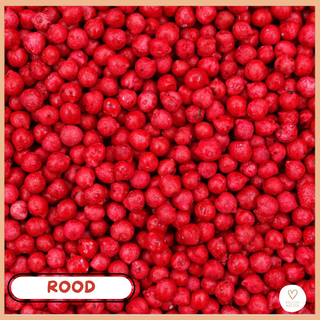 Gekleurde kikkererwten voor sensorisch spel. -ROOD - 500 g