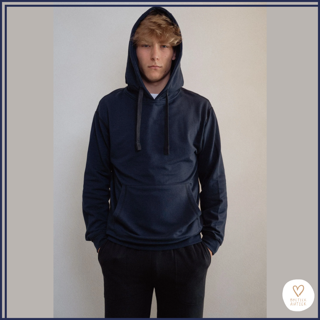 Donkerblauwe, zachte, prikkelarme Fidget Focus Hoodie 💙