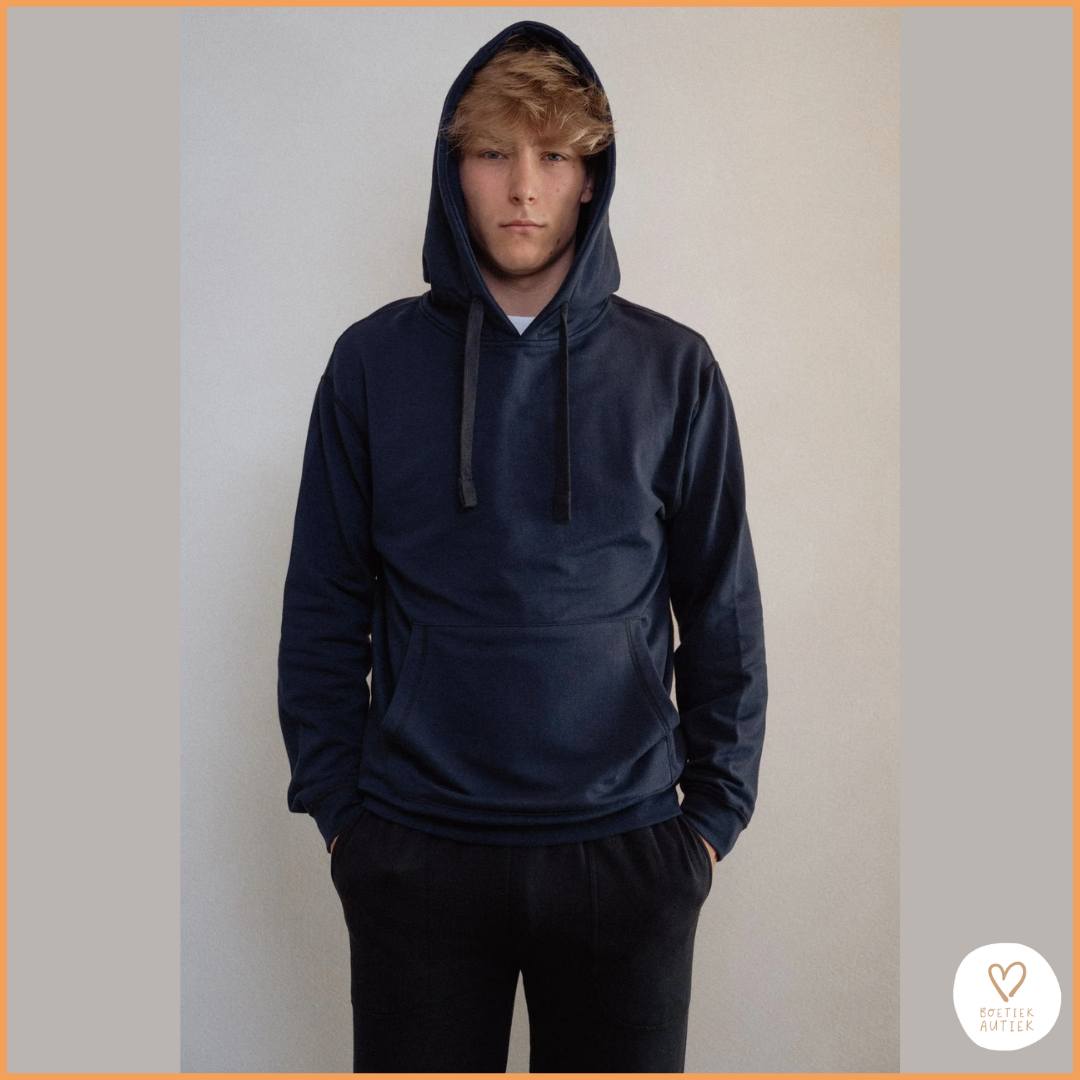 Zachte, prikkelarme Fidget Hoodie (kind-volwassene)