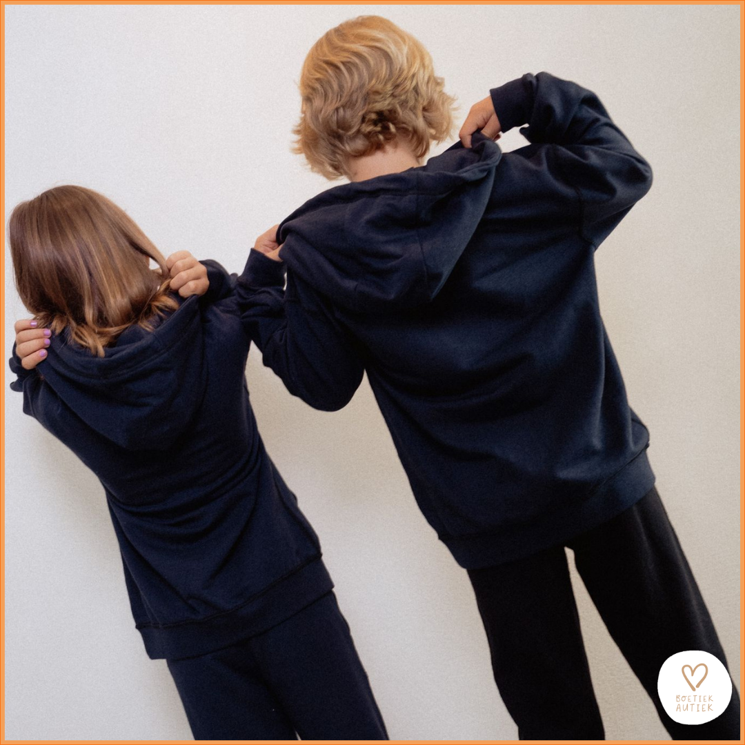Zachte, prikkelarme Fidget Hoodie (kind-volwassene)