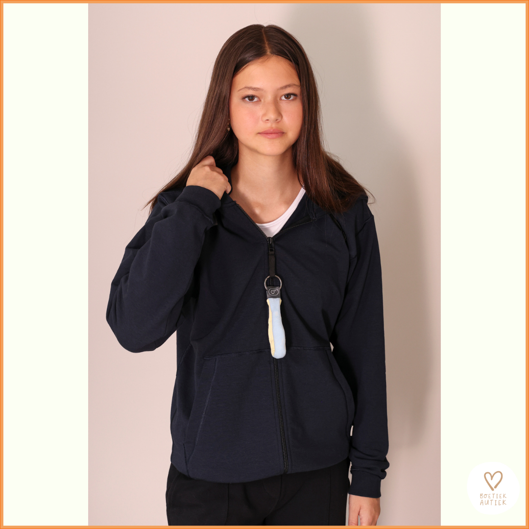 Zachte, prikkelarme Fidget Hoodie (kind-volwassene)
