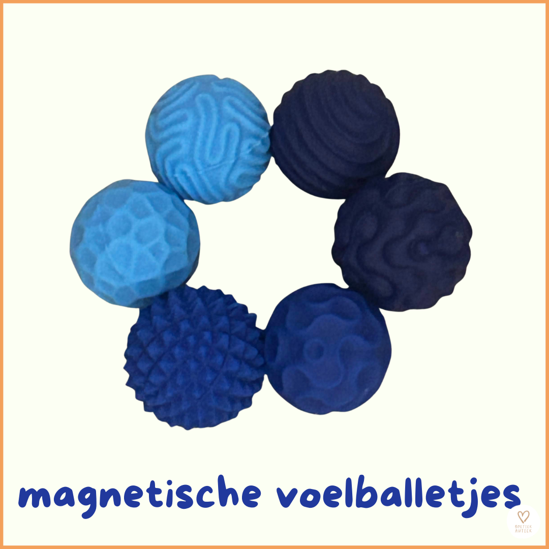 Fidgnetics:6 magnetische, sensorische balletjes (blauw)