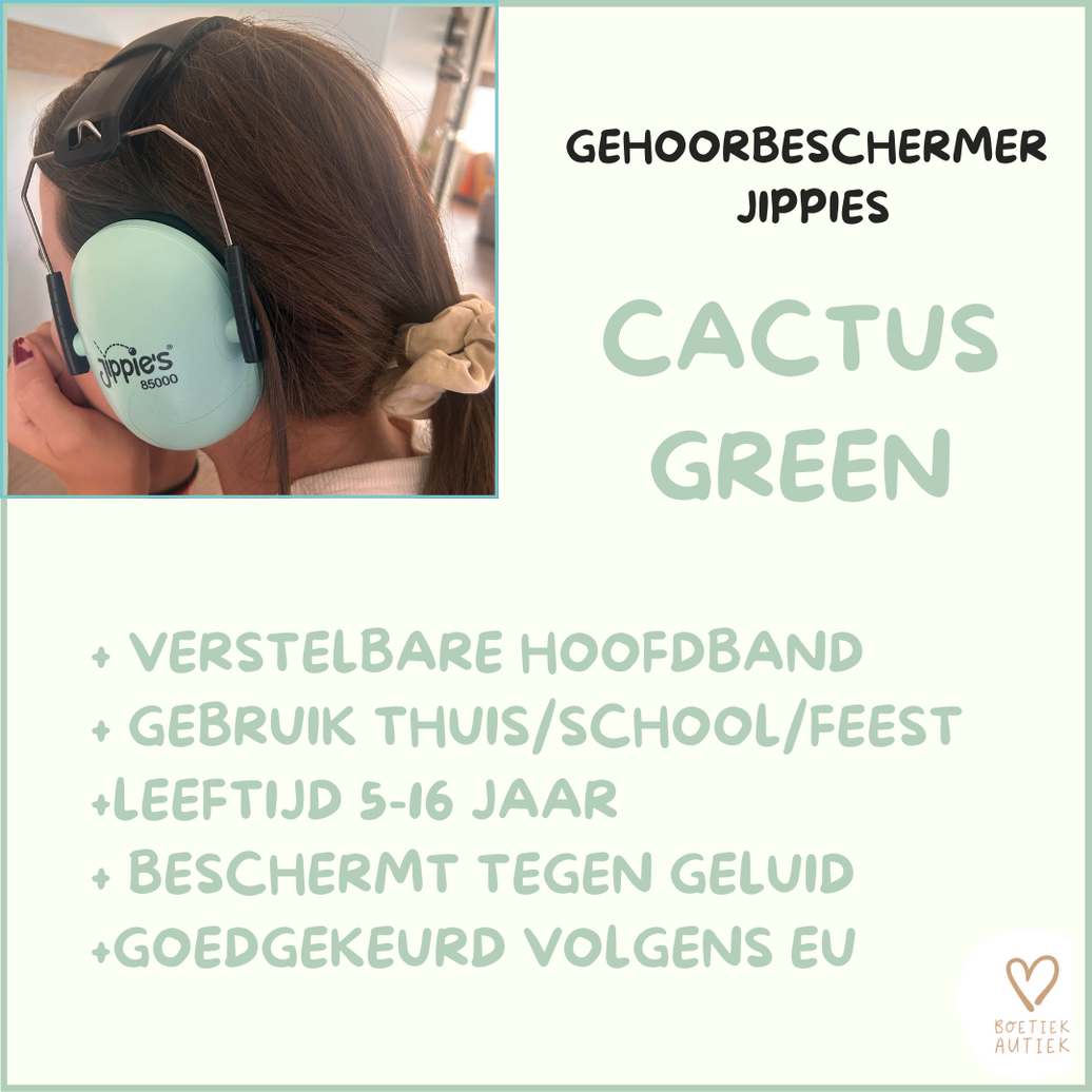 Gehoorbeschermer / geluiddempende koptelefoon  Jippie (cactusgroen NIEUW KLEUR)