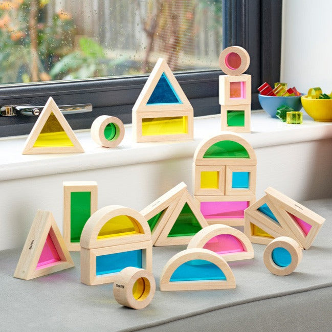Regenboog blokkenset ( 24 blokken): ruimtelijk inzicht .