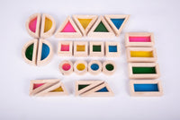 Regenboog blokkenset ( 24 blokken): ruimtelijk inzicht .
